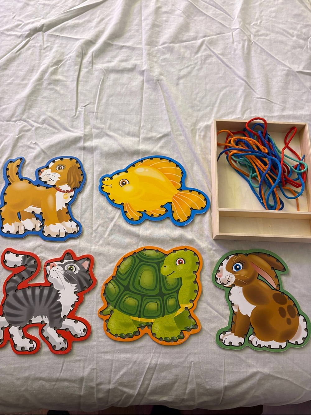 Kids Wooden Animal Lacing Set - Multicolor Small Pets